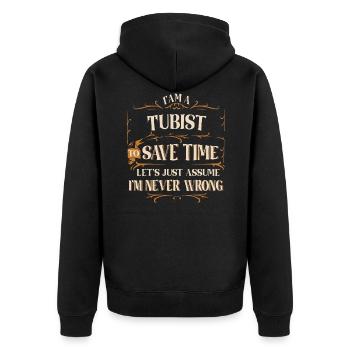Tuba Tubist - Unisex Premium Bio Zip Hoodie - Schwarz - Hinten - Nico (187cm)