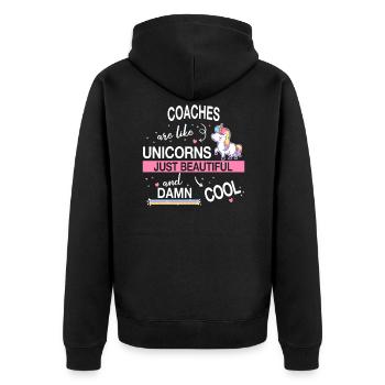 Coach Trainer - Unisex Premium Bio Zip Hoodie - Schwarz - Hinten - Nico (187cm)
