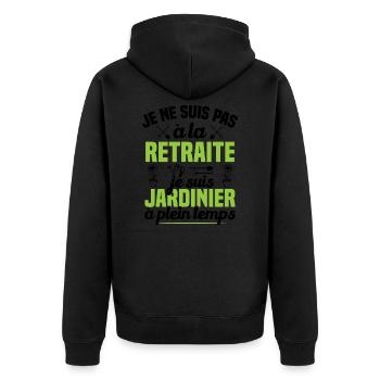 Pas à la retraite je suis jardinier à plein temps - Veste à capuche bio Premium Unisexe - noir - Dos - Nico (187cm)