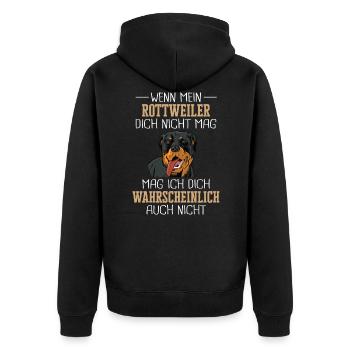 Rottweiler Hund Haustier Hundehalter Rottweiler - Unisex Premium Bio Zip Hoodie - Schwarz - Hinten - Nico (187cm)