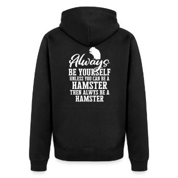 Hamster - Unisex Premium Bio Zip Hoodie - Schwarz - Hinten - Nico (187cm)