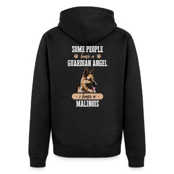 Malinois Hund - Unisex Premium Bio Zip Hoodie - Schwarz - Hinten - Nico (187cm)