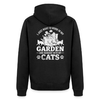 I Just Want To Work In My Garden And Hang Out With - Unisex Premium Bio Zip Hoodie - Schwarz - Hinten - Nico (187cm)