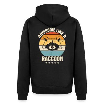 Raccoon - Unisex Premium Organic Zip Hoodie - black - Back - Nico (187cm)