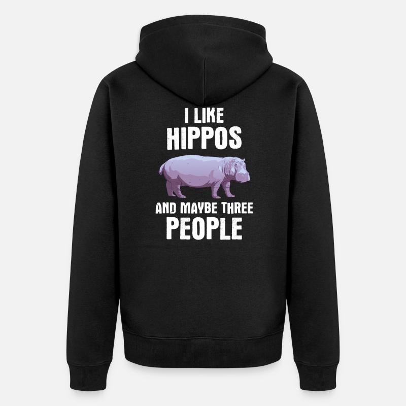 Nilpferd - Unisex Premium Bio Zip Hoodie - Schwarz
