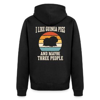 Meerschweinchen - Unisex Premium Bio Zip Hoodie - Schwarz - Hinten - Nico (187cm)
