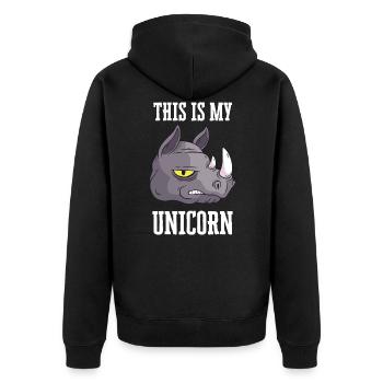 Nashorn - Unisex Premium Bio Zip Hoodie - Schwarz - Hinten - Nico (187cm)