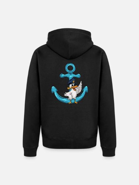Kapitein Seagull Anker - Uniseks Premium bio ziphoodie - zwart