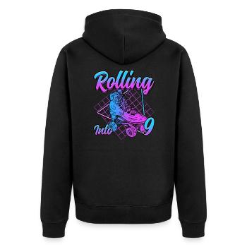 Rouler dans 9 Roller Skate Anniversaire - Veste à capuche bio Premium Unisexe - noir - Dos - Nico (187cm)