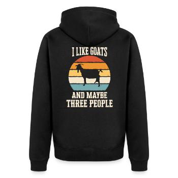 Ziege Ziegen Tier Goat - Unisex Premium Bio Zip Hoodie - Schwarz - Hinten - Nico (187cm)