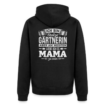 Gärtner Mama Garten Pflanzen Gärtnerinnen Mama - Unisex Premium Bio Zip Hoodie - Schwarz - Hinten - Nico (187cm)