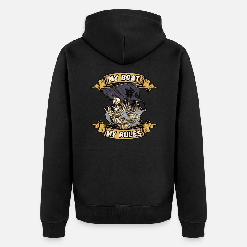 My boat my rules Maritime - Unisex Premium Bio Zip Hoodie - Schwarz