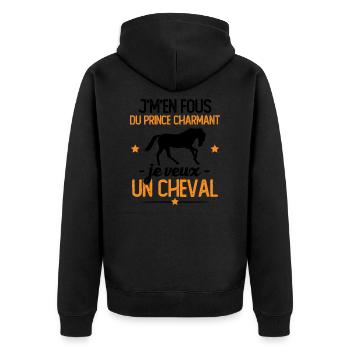 J'm'en fou du prince charmant je veux un cheval - Veste à capuche bio Premium Unisexe - noir - Dos - Nico (187cm)