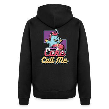 Need Cake Call Me Delicious Cake Bakery - Unisex Premium Organic Zip Hoodie - black - Back - Nico (187cm)