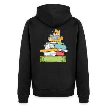 Bookworm dog book lover dog reads books - Unisex Premium Organic Zip Hoodie - black - Back - Nico (187cm)
