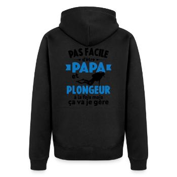 Pas Facile D'être Papa Et Plongeur A La Fois - Veste à capuche bio Premium Unisexe - noir - Dos - Nico (187cm)