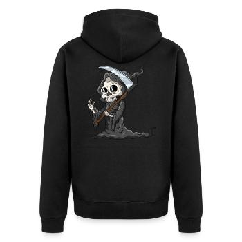 Sensenmann - Unisex Premium Bio Zip Hoodie - Schwarz - Hinten - Nico (187cm)