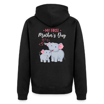 Fête des mères Éléphant Mère Ma première fête des mères - Veste à capuche bio Premium Unisexe - noir - Dos - Nico (187cm)