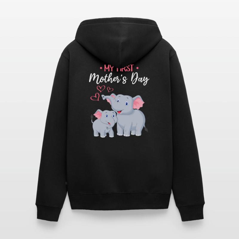 Muttertag Elefantenmutter Mein erster Muttertag Unisex Premium Bio Zip Hoodie
