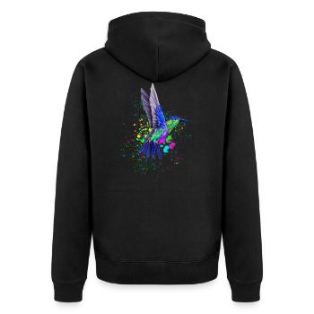 Kolibri Kolibris Vogel Hummingbird Tier - Unisex Premium Bio Zip Hoodie - Schwarz - Hinten - Nico (187cm)