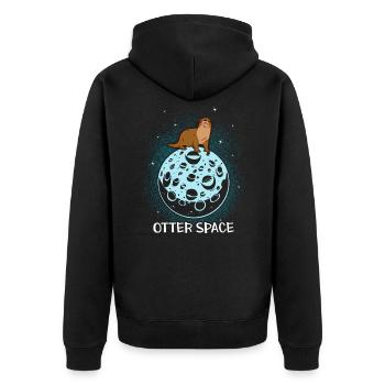 Otter Sea Otter - Unisex Premium Organic Zip Hoodie - black - Back - Nico (187cm)