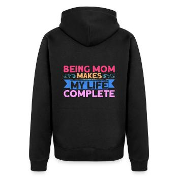 Mutter Mama Großmutter Geschenk - Unisex Premium Bio Zip Hoodie - Schwarz - Hinten - Nico (187cm)