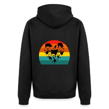 Retro vintage of farm animal, farming, farmer - Unisex Premium Organic Zip Hoodie - black - Back - Nico (187cm)
