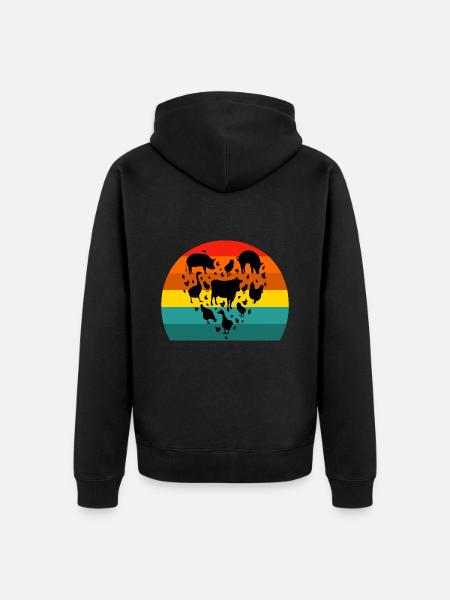 Retro vintage of farm animal, farming, farmer - Unisex Premium Organic Zip Hoodie - black