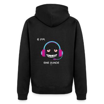 Zocker Shirt - Unisex Premium Bio Zip Hoodie - Schwarz - Hinten - Nico (187cm)
