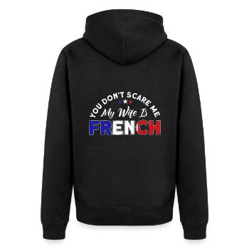 French Flag French Roots Gift - Unisex Premium Organic Zip Hoodie - black - Back - Nico (187cm)
