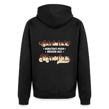 Chocolate understands me better than people - Unisex Premium Organic Zip Hoodie - black - Back - Nico (187cm)