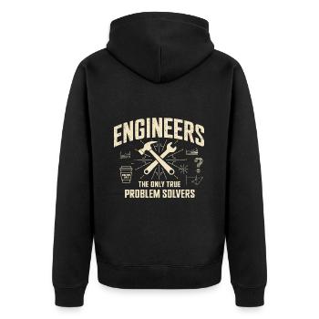 Engineers The True Problem Solvers für einen - Unisex Premium Bio Zip Hoodie - Schwarz - Hinten - Nico (187cm)