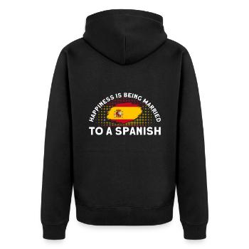 Spanische Flagge Spanische Wurzeln Geschenk - Unisex Premium Bio Zip Hoodie - Schwarz - Hinten - Nico (187cm)