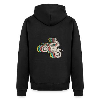 Motorrad Dirtbike Biker Vintage Jungen Motocross - Unisex Premium Bio Zip Hoodie - Schwarz - Hinten - Nico (187cm)