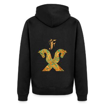 pferdegiebel e 95 f - Unisex Premium Bio Zip Hoodie - Schwarz - Hinten - Nico (187cm)