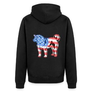 Shiba Inu Shiba Inu Flag - Unisex Premium Organic Zip Hoodie - black - Back - Nico (187cm)
