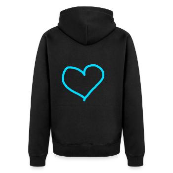 Heart Blue Light Blue Gift Idea Turquoise Cyan Love - Unisex Premium Organic Zip Hoodie - black - Back - Nico (187cm)