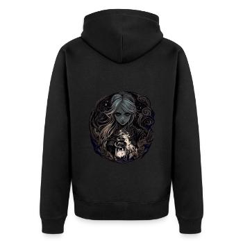 Gloomy Beautiful Witch / Wicca - Unisex Premium Organic Zip Hoodie - black - Back - Nico (187cm)