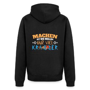 Machen ist wie wollen nur krasser - Unisex Premium Bio Zip Hoodie - Schwarz - Hinten - Nico (187cm)