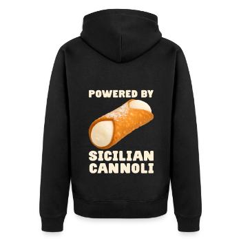 Sizilien Cannoli Spruch - Unisex Premium Bio Zip Hoodie - Schwarz - Hinten - Nico (187cm)