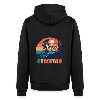 vélo bmx cycopath humour cycliste montagne - Veste à capuche bio Premium Unisexe - noir - Dos - Nico (187cm)