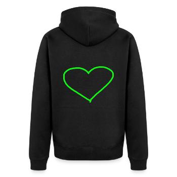 Herz grün Geschenkidee hellgrün grasgrün Liebe - Unisex Premium Bio Zip Hoodie - Schwarz - Hinten - Nico (187cm)