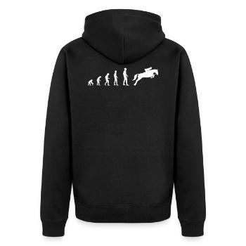 Dressurreiten Pferd Reiterin Reiten – Evolution - Unisex Premium Bio Zip Hoodie - Schwarz - Hinten - Nico (187cm)