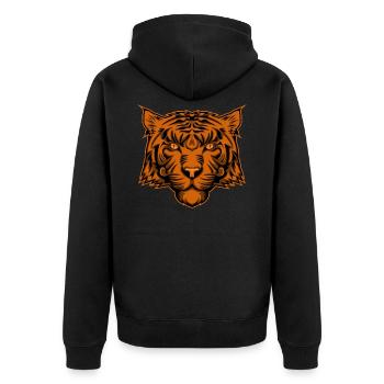 tiger - Unisex Premium Organic Zip Hoodie - black - Back - Nico (187cm)
