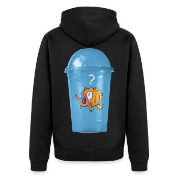 Plastik Frei - Unisex Premium Bio Zip Hoodie - Schwarz - Hinten - Nico (187cm)