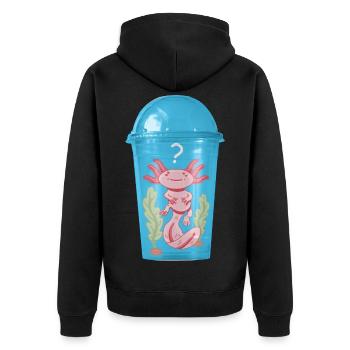 Ozelot Fisch im Plastik Becher - Unisex Premium Bio Zip Hoodie - Schwarz - Hinten - Nico (187cm)