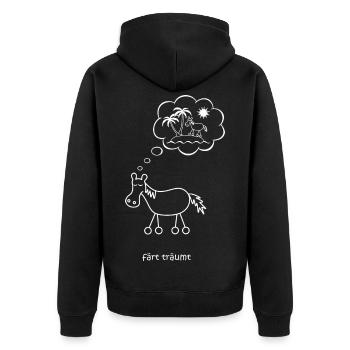 färt träumt, Pferd mit schönem Traum vom Urlaub - Unisex Premium Bio Zip Hoodie - Schwarz - Hinten - Nico (187cm)