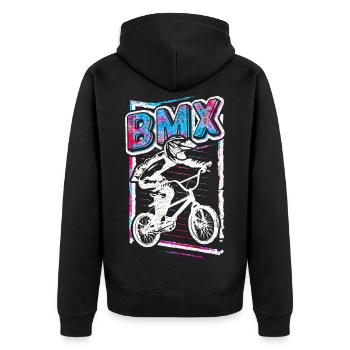 Retro Bmx Bicycle Rider - Vintage Bmx Wheel Grunge - Veste à capuche bio Premium Unisexe - noir - Dos - Nico (187cm)