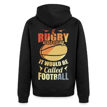 Rugbyspieler Witz - Unisex Premium Bio Zip Hoodie - Schwarz - Hinten - Nico (187cm)