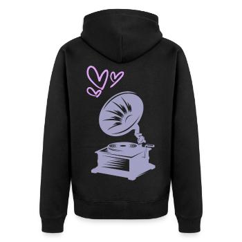 Musique Vintage Gramophone - Veste à capuche bio Premium Unisexe - noir - Dos - Nico (187cm)